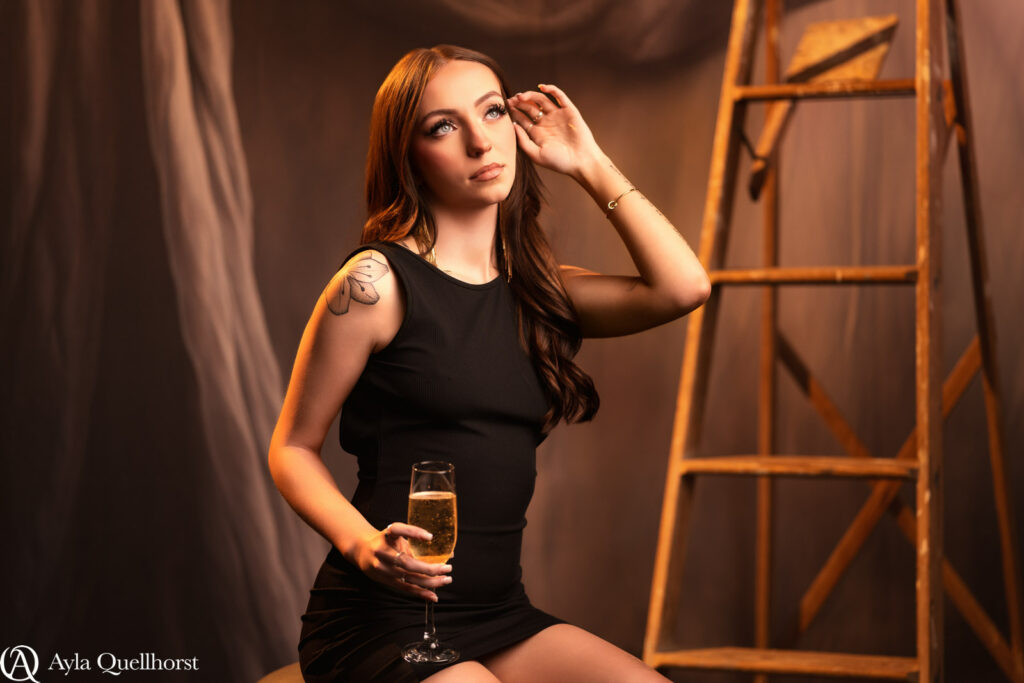 Woman posing during a boudoir session in a Tacoma, WA photography studio boudoir sessions in Tacoma